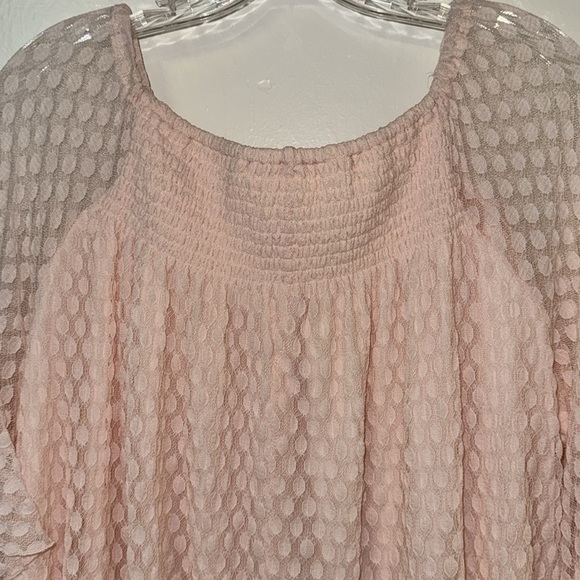 Shannon Ford New York Pink Lace Blouse Top Size 2X Ruffle Sleeves Stretchy 2X - Picture 9 of 11